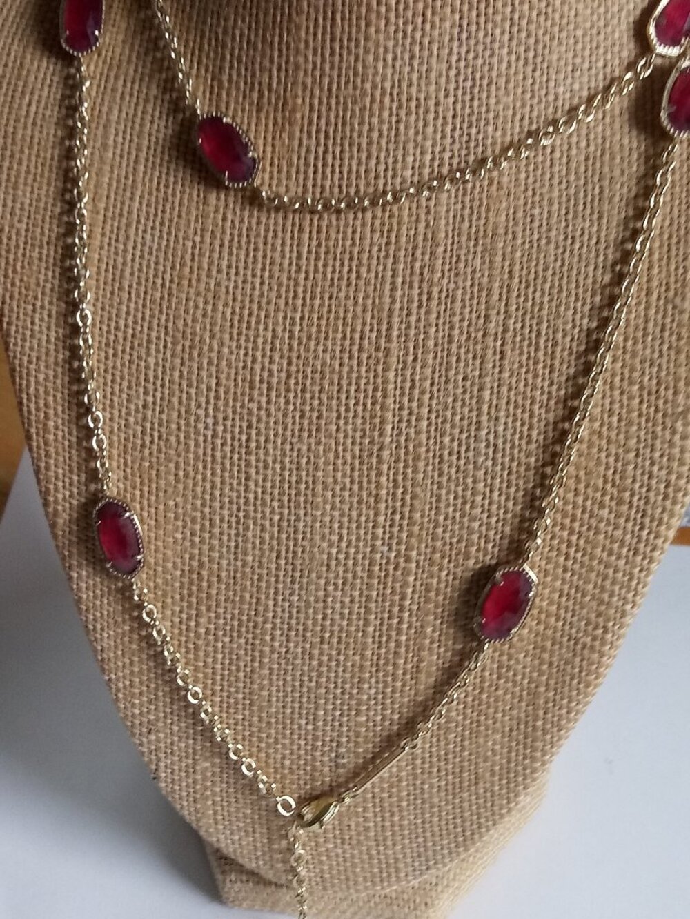 Kendra Scott Long Gold Necklace with Red Cabochons